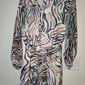 Chic Zebra Print Long Sleeve Dress